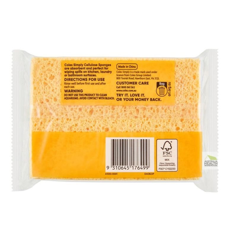 Coles Simply Multi-Purpose Cellulose Sponges 5 Pack
