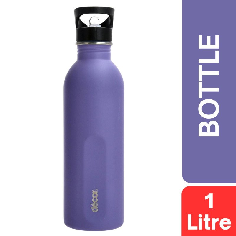 DECOR Decor Snap & Seal Straw Cap Stainless Steel Bottle 1 Litre (Purple)