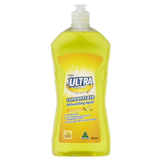Coles Ultra Concentrate Dishwashing Liquid Lemon Burst 900mL
