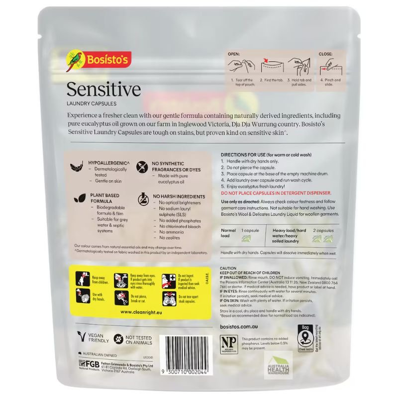 Bosisto's Sensitive Laundry Capsules 20 Washes