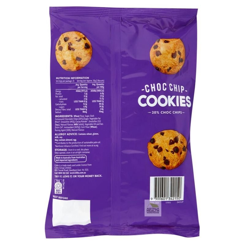 Coles Choc Chip Cookies 500g
