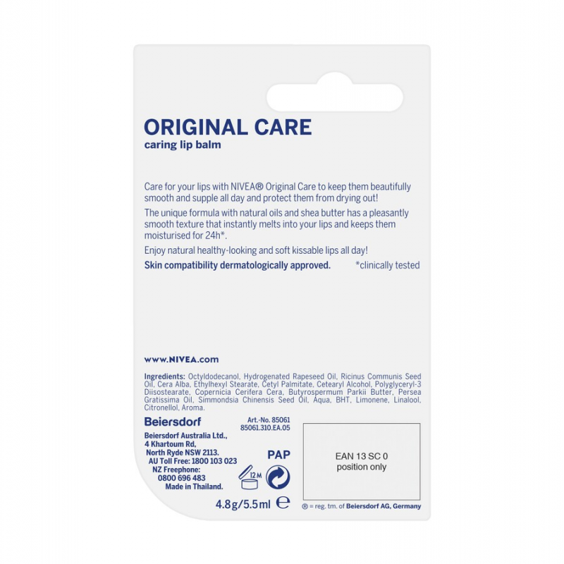 Nivea Original Care Lip Balm 4.8g