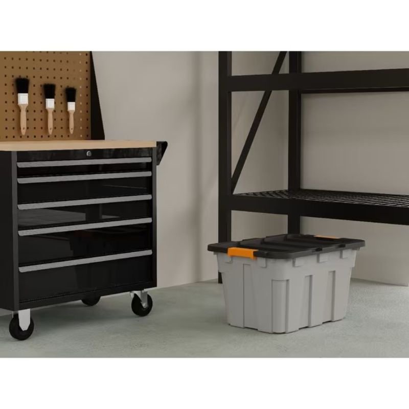 Heavy Duty Container Grey- 55 Litre with Black Lid