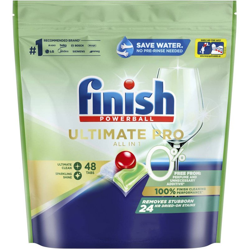 Finish Powerball Ultimate Pro 0% All in 1 Dishwasher Tablets 48 Pack