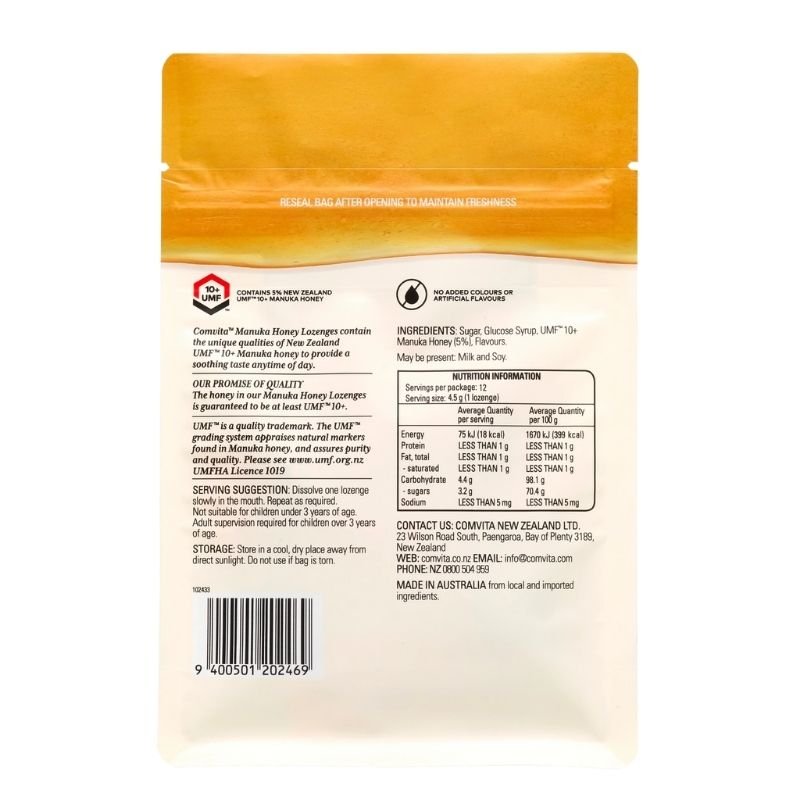 Comvita Manuka Honey Lozenges with Propolis Lemon & Honey 12 Lozenges August 2025