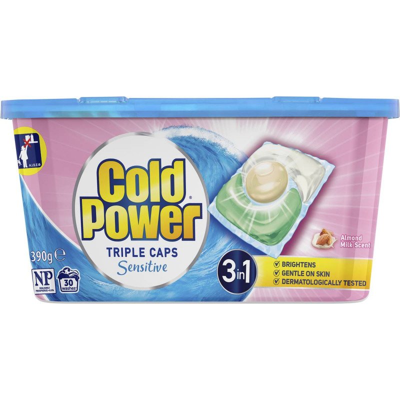 Cold Power Triple Caps Sensitive 3in1 Laundry Detergent 30 Capsules
