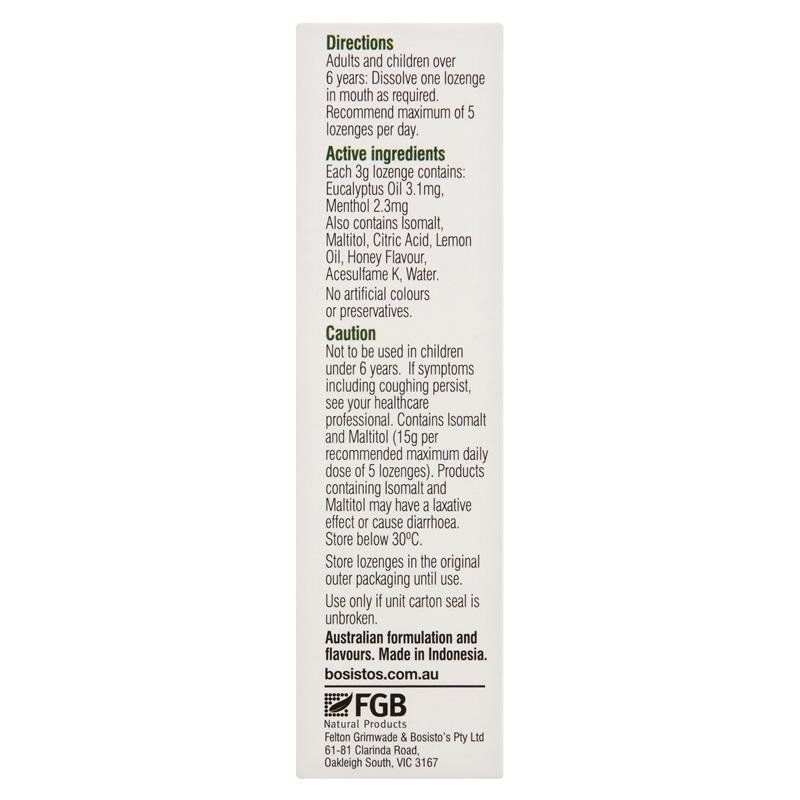 Bosisto's Sugar Free Eucalyptus 17 Throat Lozenges 50g