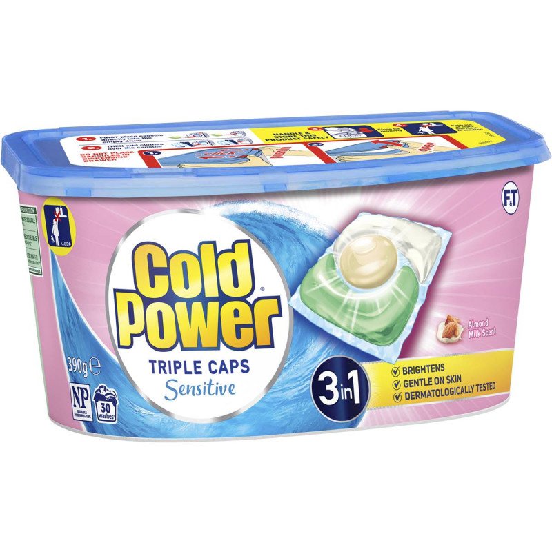 Cold Power Triple Caps Sensitive 3in1 Laundry Detergent 30 Capsules