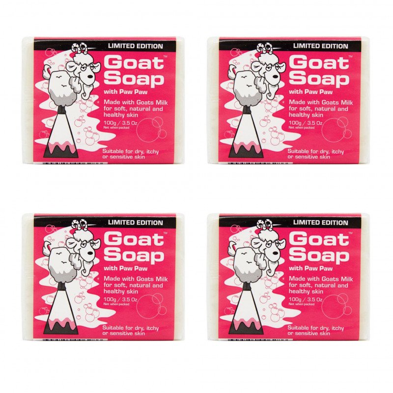 Goat Soap with Paw Paw Value Pack (4 x 100g Soap Bars) Limited Edition