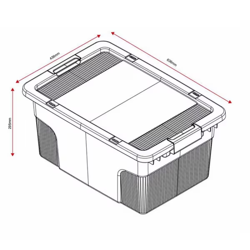 Heavy Duty Container Black - 57 Litre with Lid