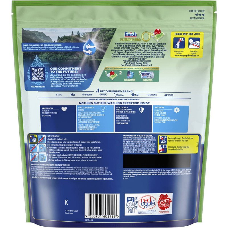 Finish Powerball Ultimate Pro 0% All in 1 Dishwasher Tablets 48 Pack
