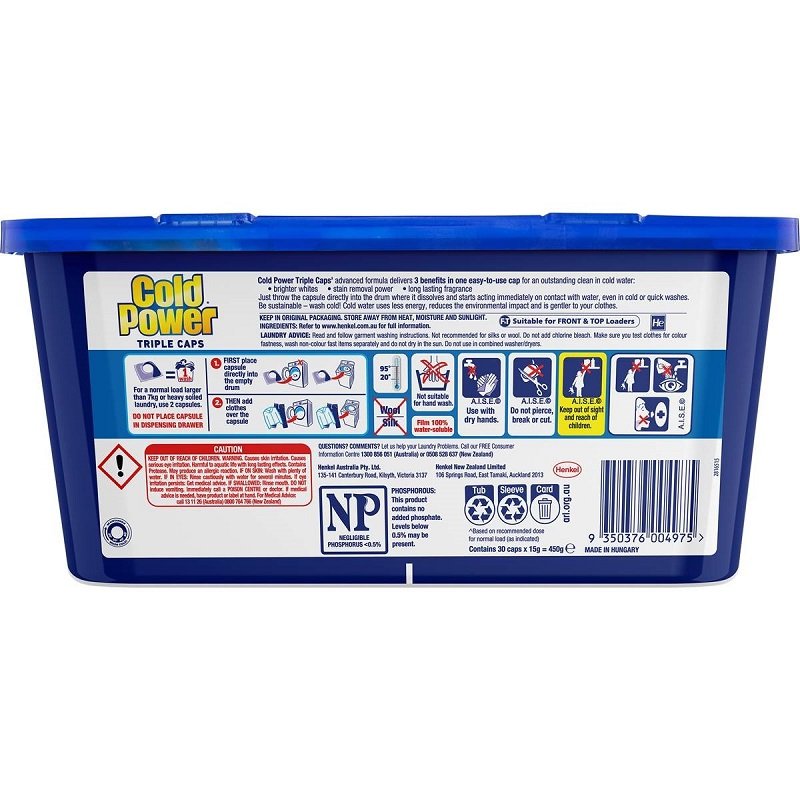 Cold Power Triple Caps 3in1 Regular Laundry Detergent 30 Capsules