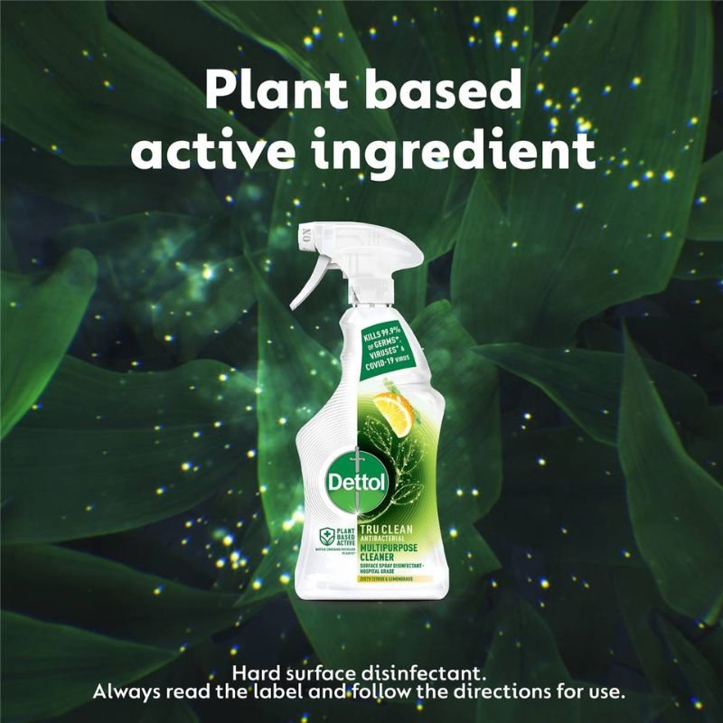 Dettol Tru Clean Antibacterial Multipurpose Cleaner Hospital Grade Disinfectant Trigger Spray Zesty Citrus & Lemongrass 500mL February 2025