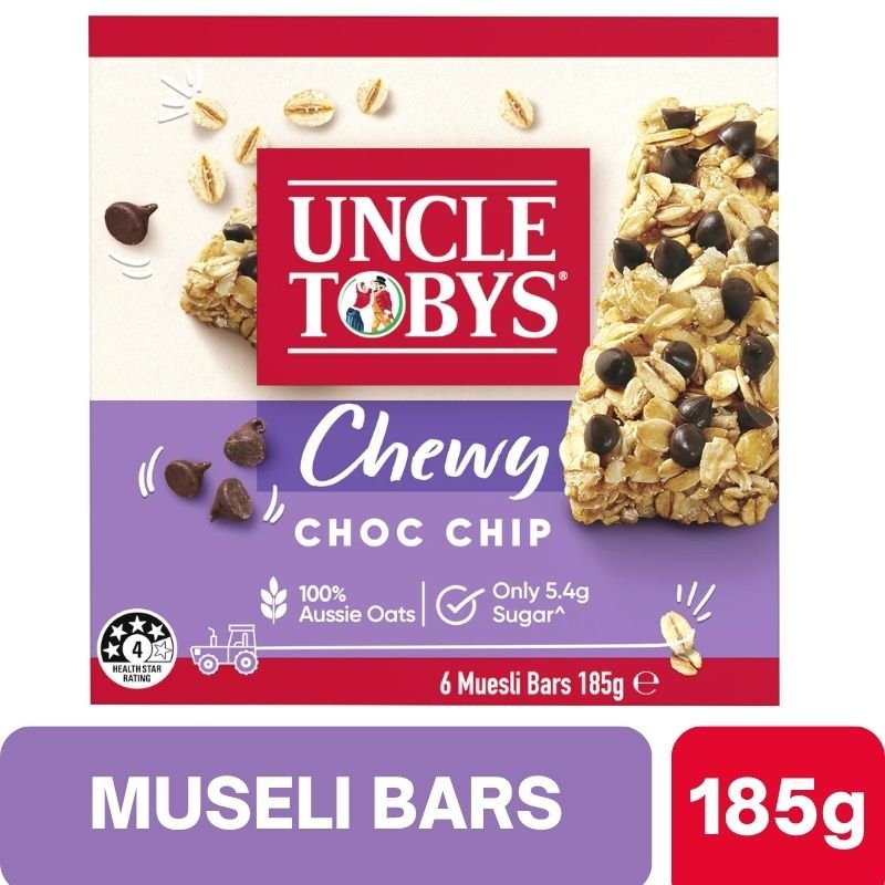 Uncle Tobys Muesli Bars Chewy Choc Chip 6 Pack 185g