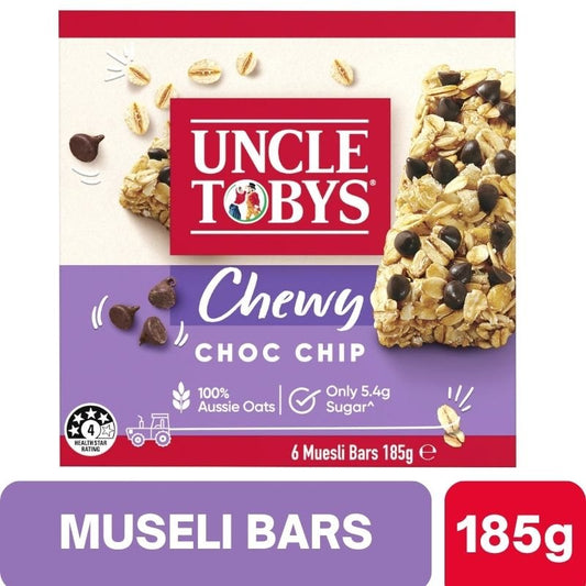 Uncle Tobys Muesli Bars Chewy Choc Chip 6 Pack 185g