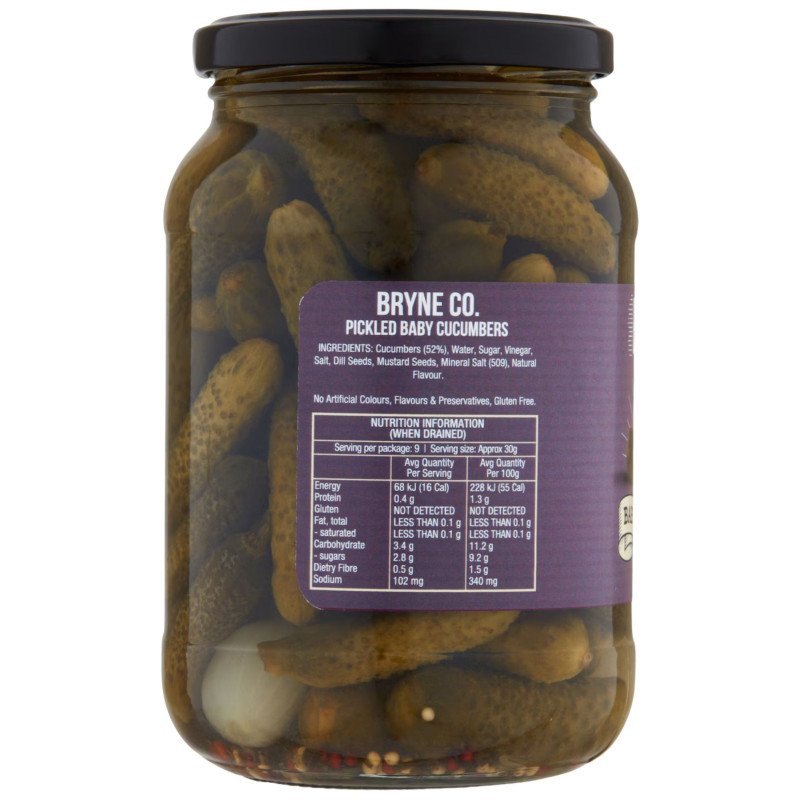 [Expiry Date: 11/01/2028] Bryne Co Pickled Baby Cucumbers 500g