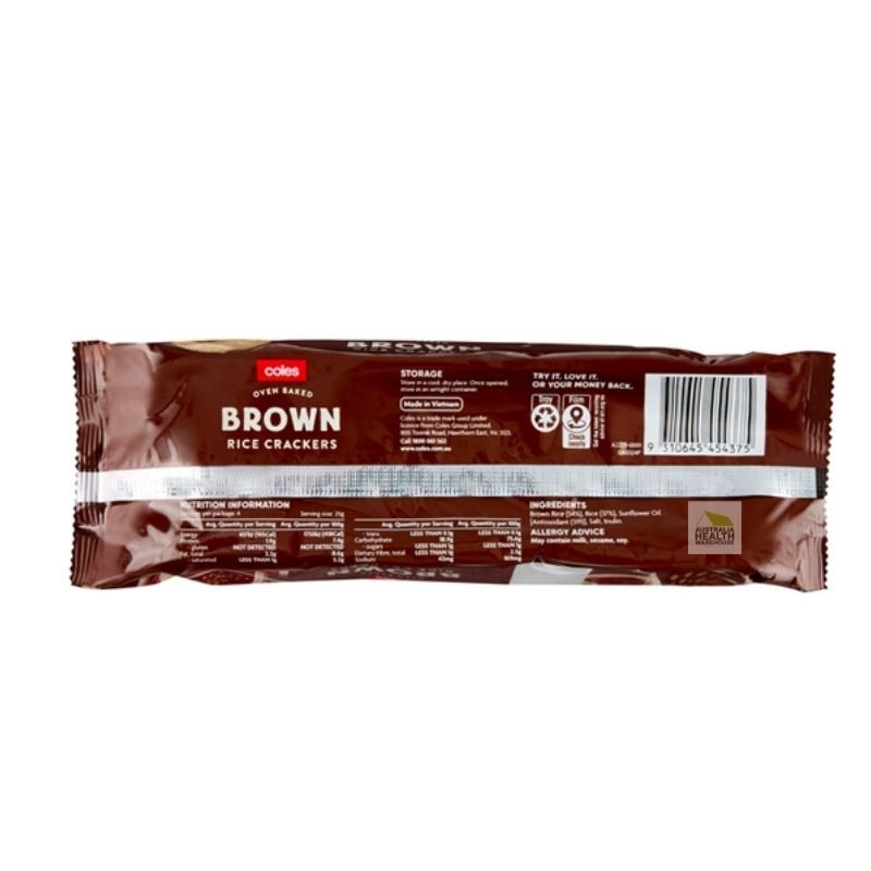 [CLEARANCE Expiry: 29/10/2025] Coles Brown Rice Crackers 100g