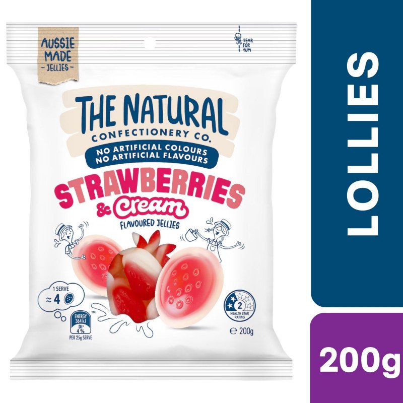 [Expiry Date: 29/06/2027] The Natural Confectionery Co. Strawberries & Cream Jellies 200g