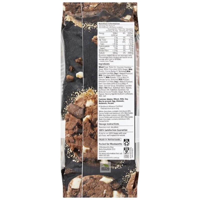 Woolworths 8 Soft Baked Triple Chocolate Cookies 200g