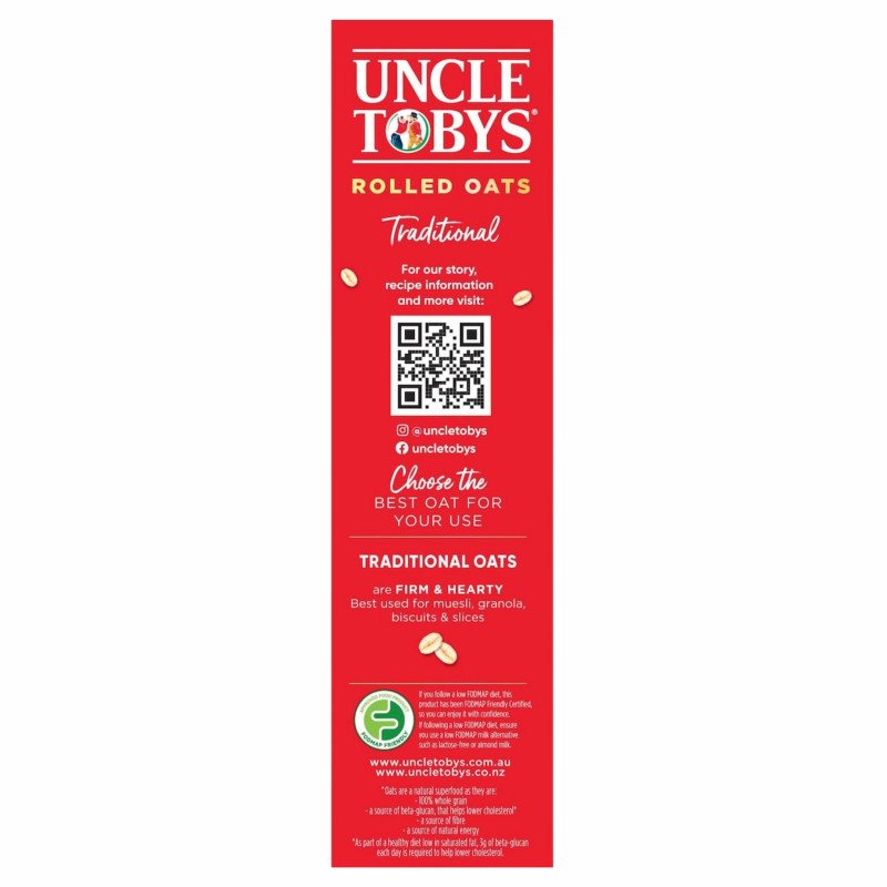 [Expiry Date: 08/02/2027] Uncle Tobys Rolled Oats Traditional Porridge 500g