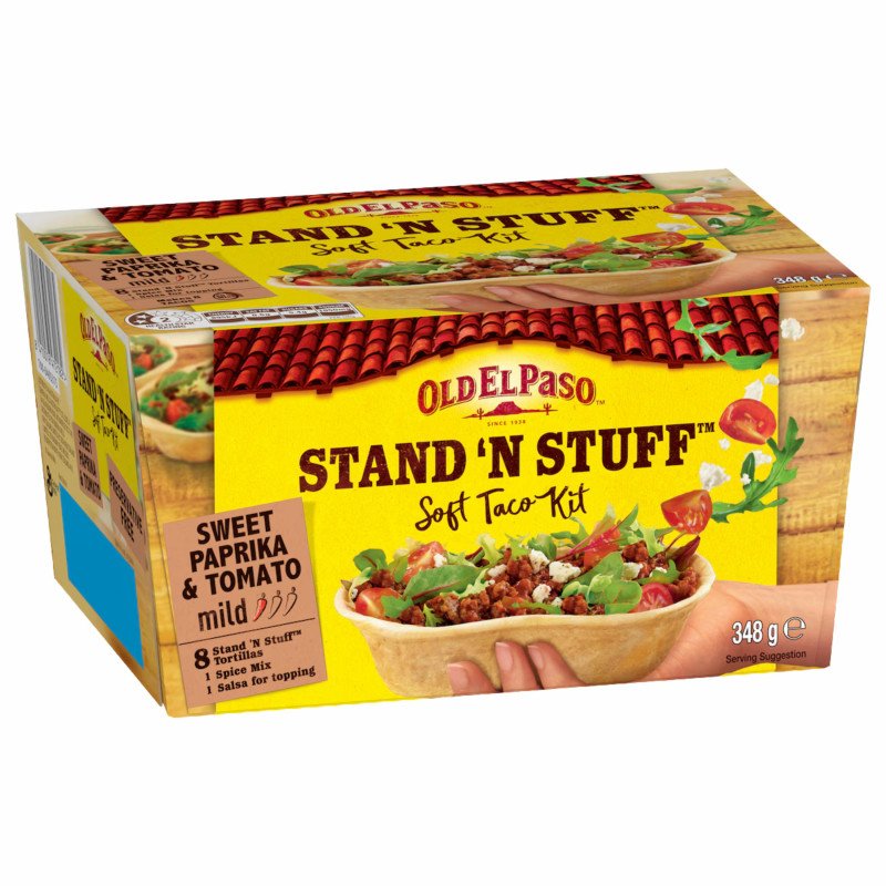 [CLEARANCE Expiry Date: 28/10/2026] Old El Paso Stand 'N Stuff Soft Taco Kit Mexican Style 348g