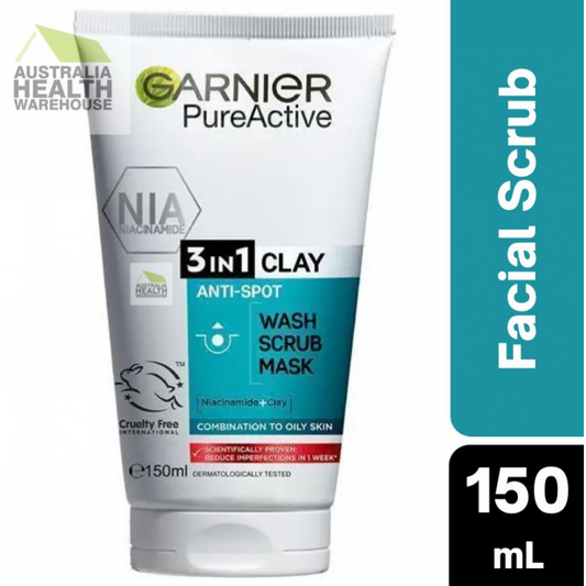 Garnier Pure Active 3 in 1 Wash, Scrub & Mask 150mL