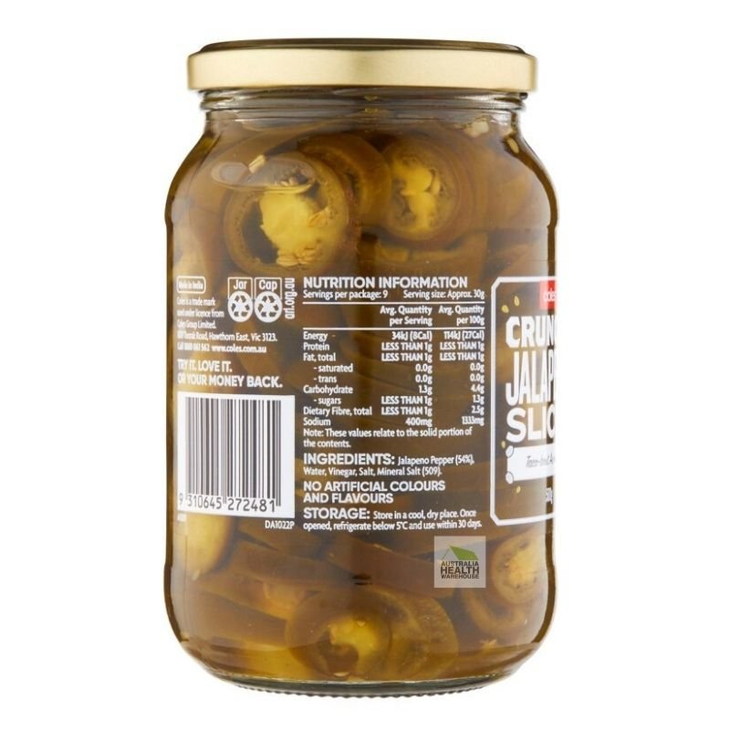 [Expiry: 12/04/2027]  Coles Crunchy Jalapeno Slices 500g
