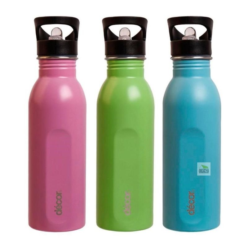 Decor Snap & Seal Straw Cap Stainless Steel Bottle 600mL (PINK)
