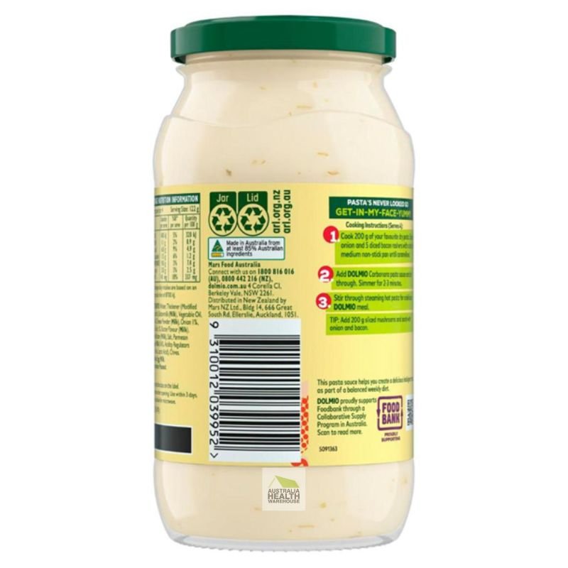 Dolmio Creamy Carbonara Pasta Sauce 490g