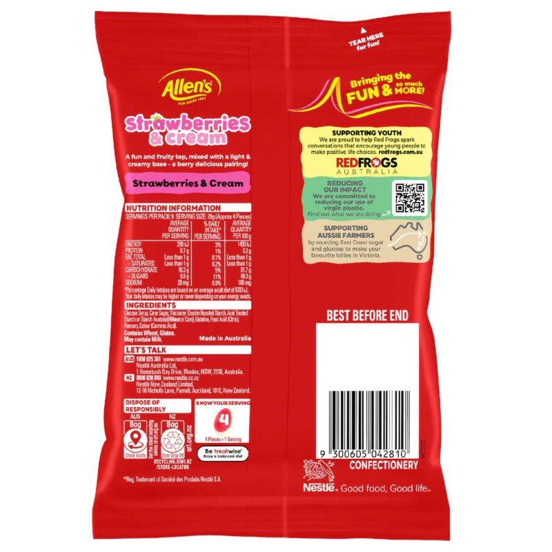 [Expiry: 03/2027] Allen's Strawberries & Cream Lollies 190g