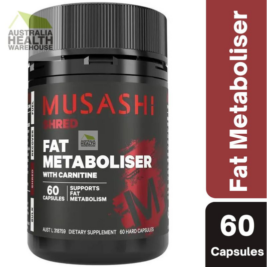 [Expiry: 03/2028]  Musashi Fat Metaboliser + Carnitine 60 Capsules