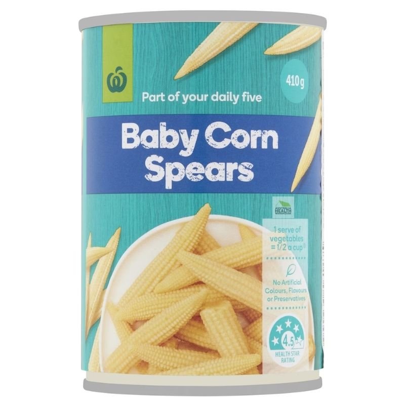 [Expiry: 30/04/2027] Woolworths Baby Corn Spears 410g|Oz Mart