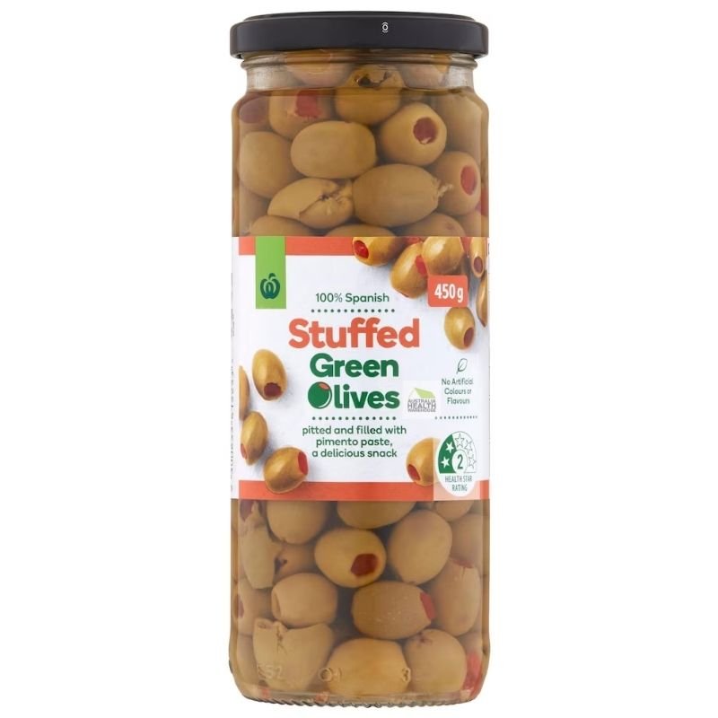 [Expiry: 02/09/2027] Woolworths Stuffed Green Olives 450g