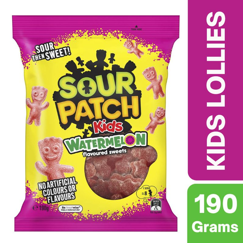 [Expiry Date: 12/01/2027] Sour Patch Kids Watermelon Flavoured Lollies 190g