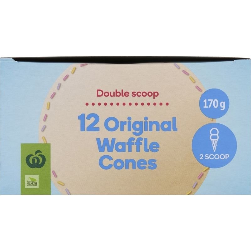 [Expiry Date: 04/02/2027] Woolworths Original Waffle Cones 12 Pack 170g