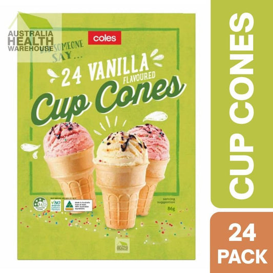 [Expiry Date: 14/01/2027] Coles Ice Cream Cones Vanilla Cups 24 pack