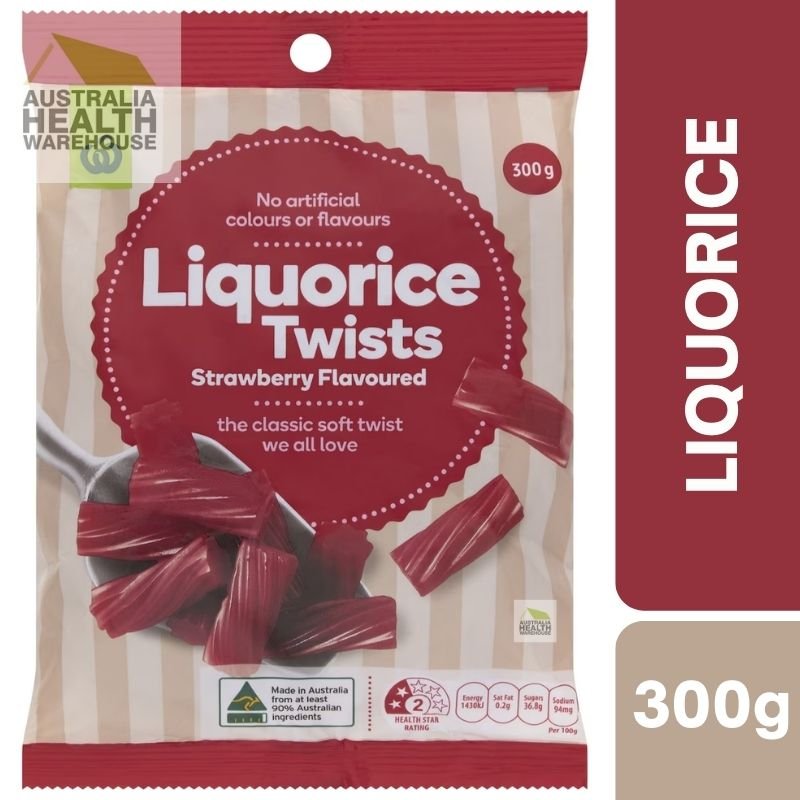 [Expiry Date: 24/11/2026] Woolworths Liquorice Twists Strawberry Flavoured 300g
