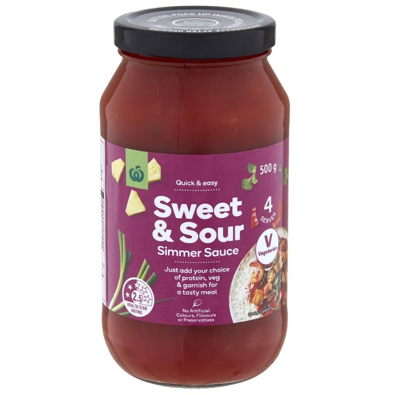 [CLEARANCE Expiry Date: 06/08/2026] Woolworths Sweet & Sour Simmer Sauce 500g