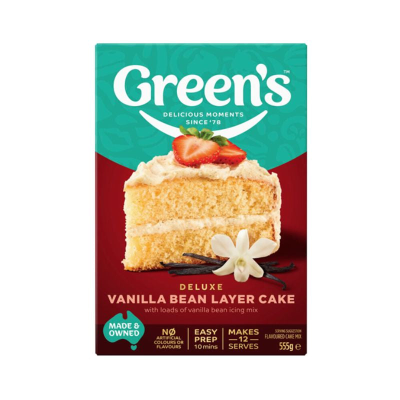 Green's Deluxe Vanilla Bean Layer Cake Mix 555g