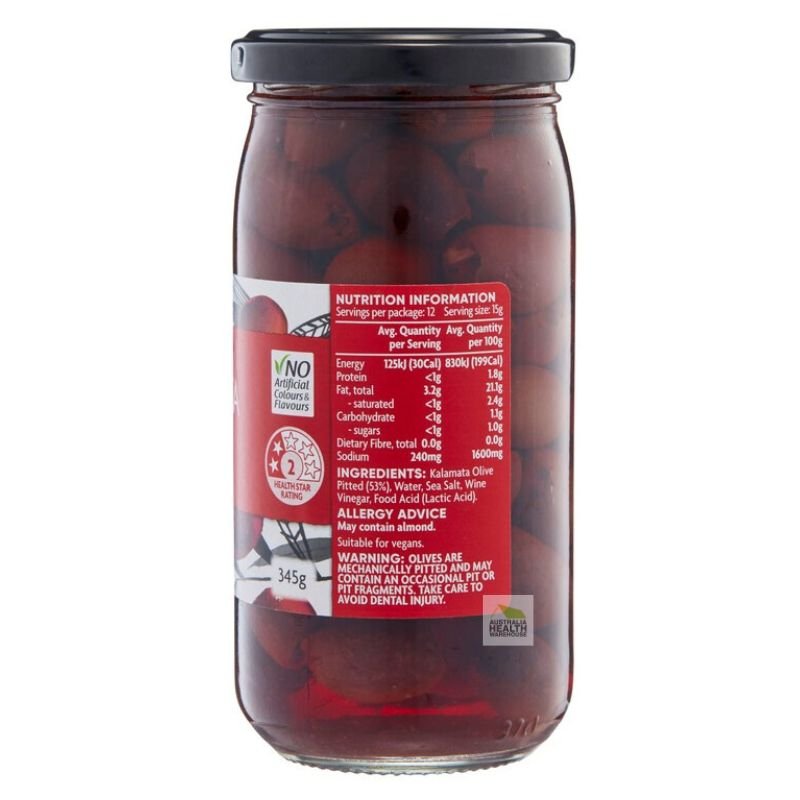 [Expiry: 14/04/2027] Coles Kalamata Olives Pitted in Brine 345g