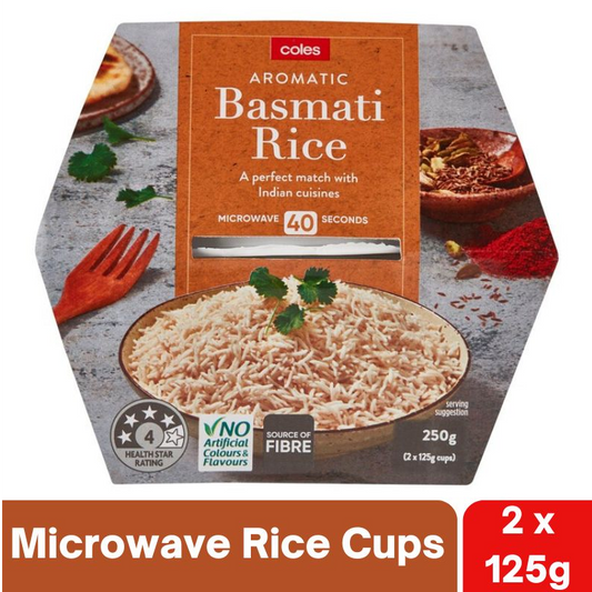 [Expiry Date: 01/10/2026] Coles Aromatic Basmati Microwave Rice Cups (2 x 125g) 250g