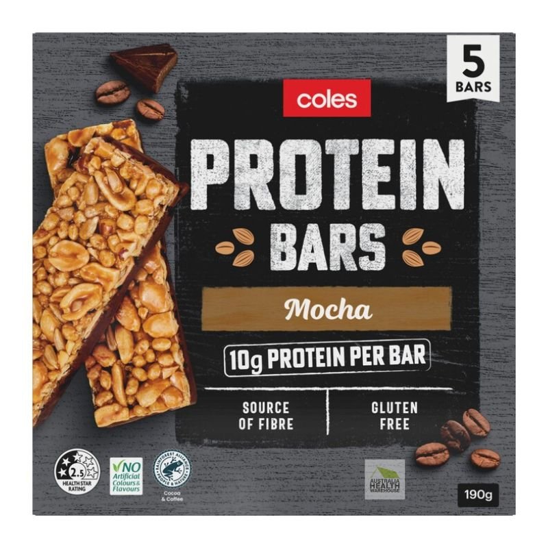 Coles Protein Bars Mocha 5 Bars 190g