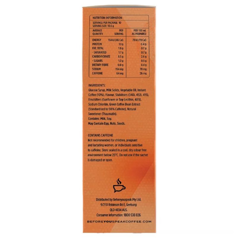 [Expiry Date: 22/05/2027] Beforeyouspeak Caramel Latte 10 Pack 105g