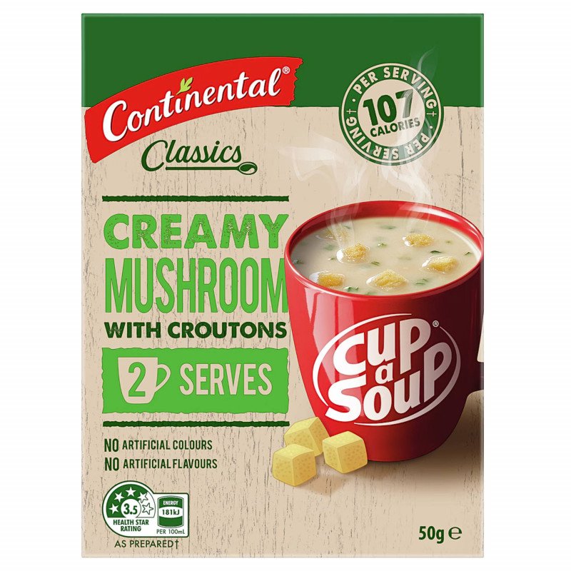 [Expiry: 02/02/2028] Continental Cup A Soup Creamy Mushroom With Croutons Serves 2 50g
