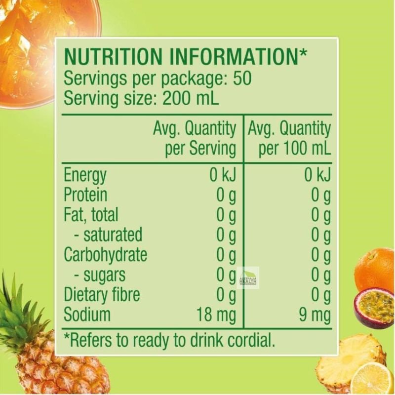 Golden Circle Zero Sugar Fruit Cup Flavour Cordial 2 Litre