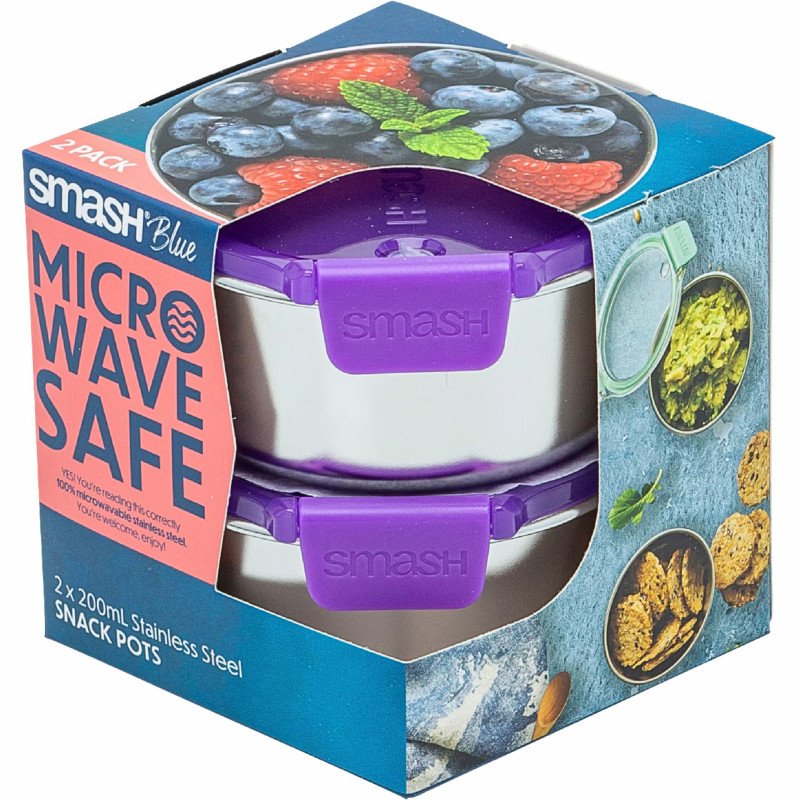 Smash Blue Stainless Steel Snack Pots 2 x 200mL (purple)