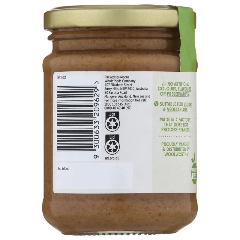 [Expiry: 03/2027] Woolworths Macro Almond Spread 250g