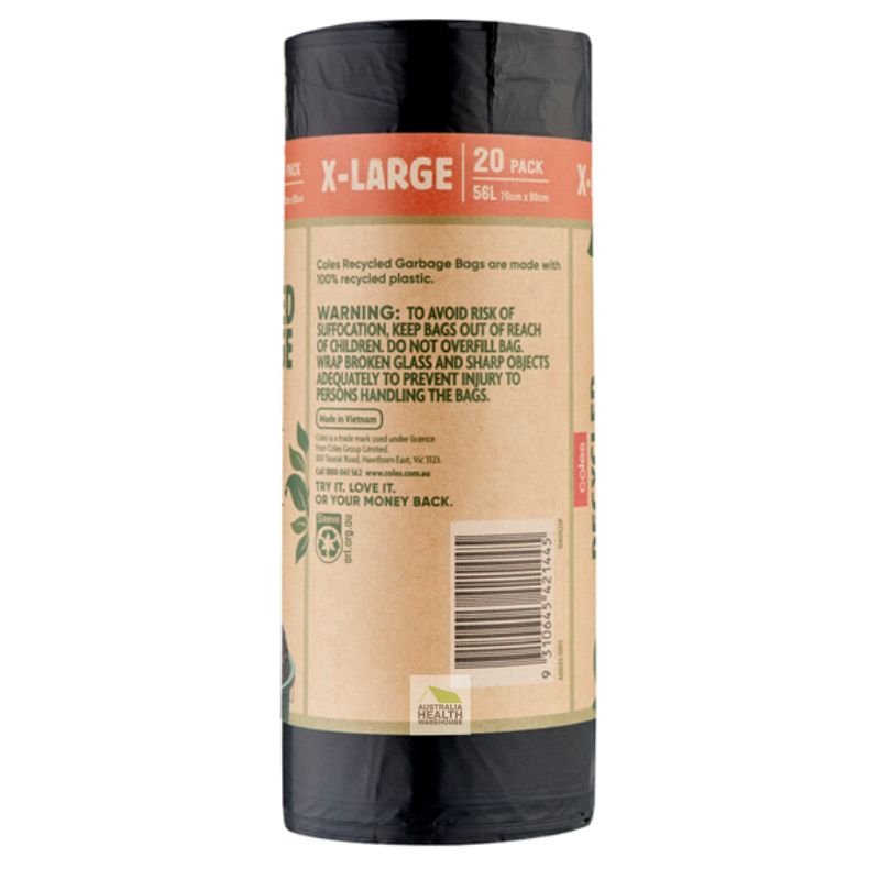 Coles Recycled Garbage Bags with Easy Tie Top 20 Pack