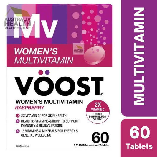 [Expiry: 08/2028] Voost Womens Multivitamin Raspberry Effervescent Tablets 60 Pack