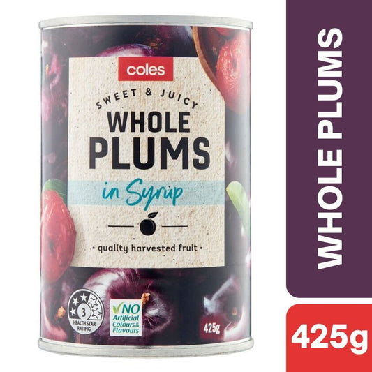 Coles Whole Plums In Syrup 425g